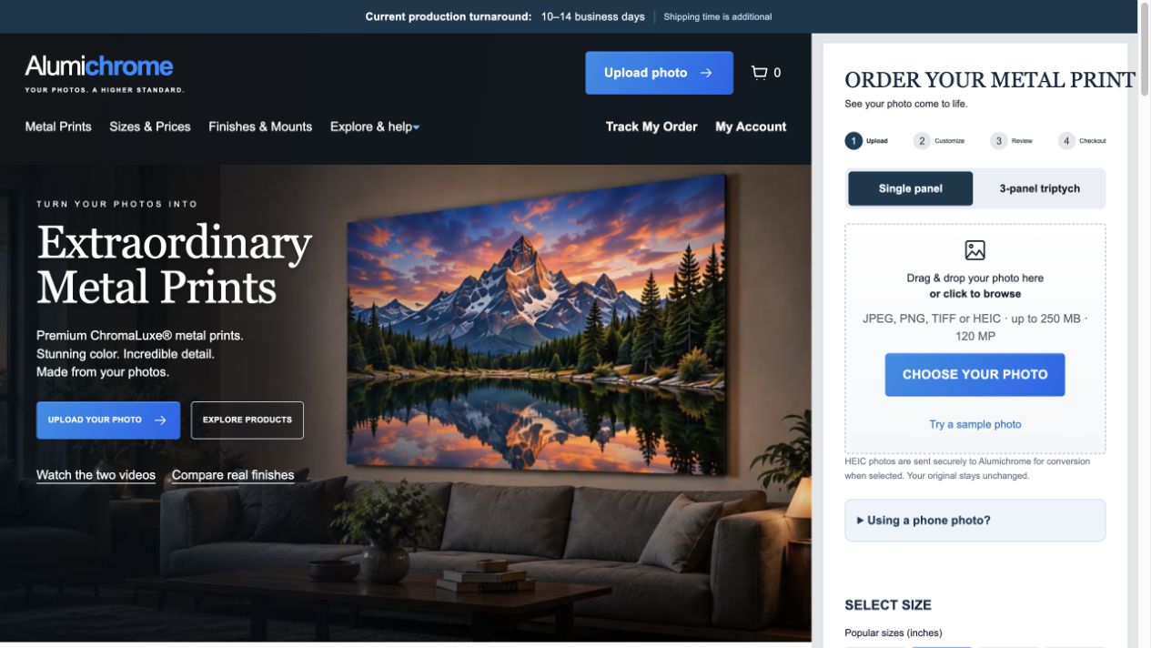 Alumichrome website desktop preview