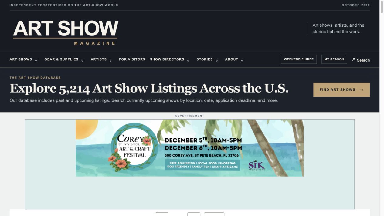 Art Show Magazine website preview