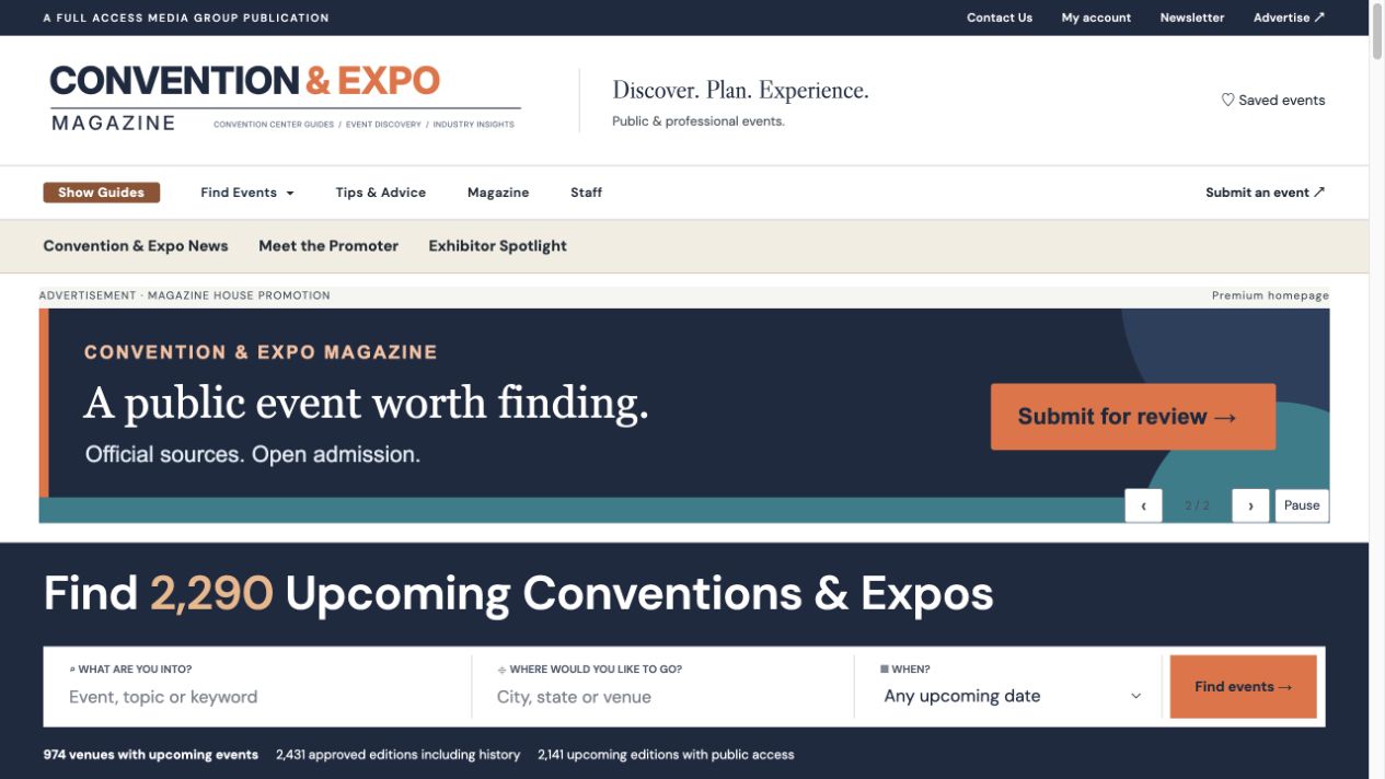 Convention & Expo Magazine website preview