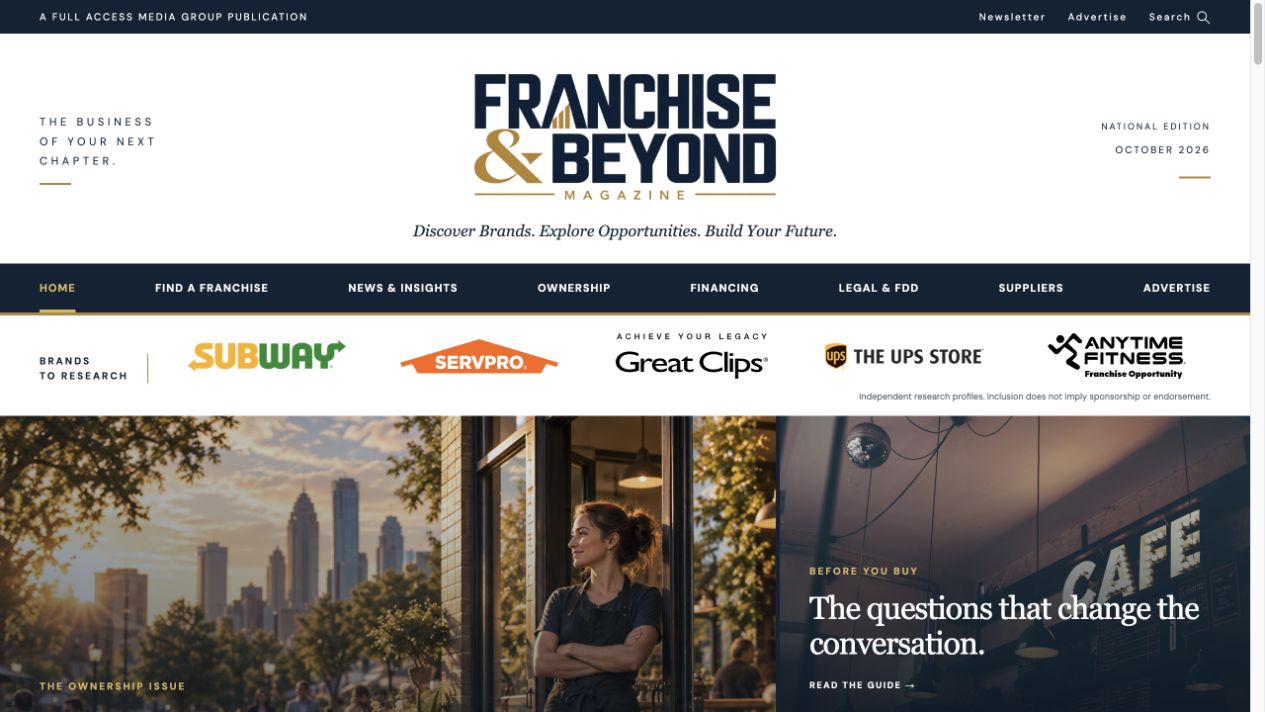 Franchise & Beyond Magazine website preview