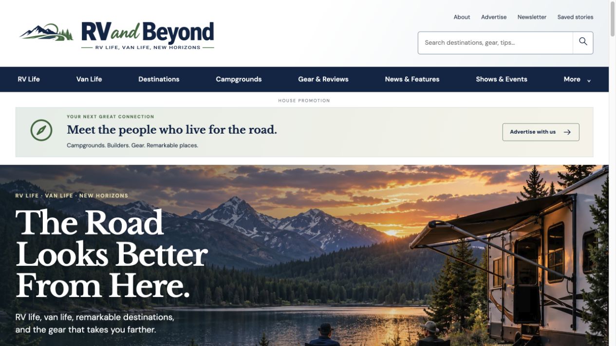 RV and Beyond Magazine website preview