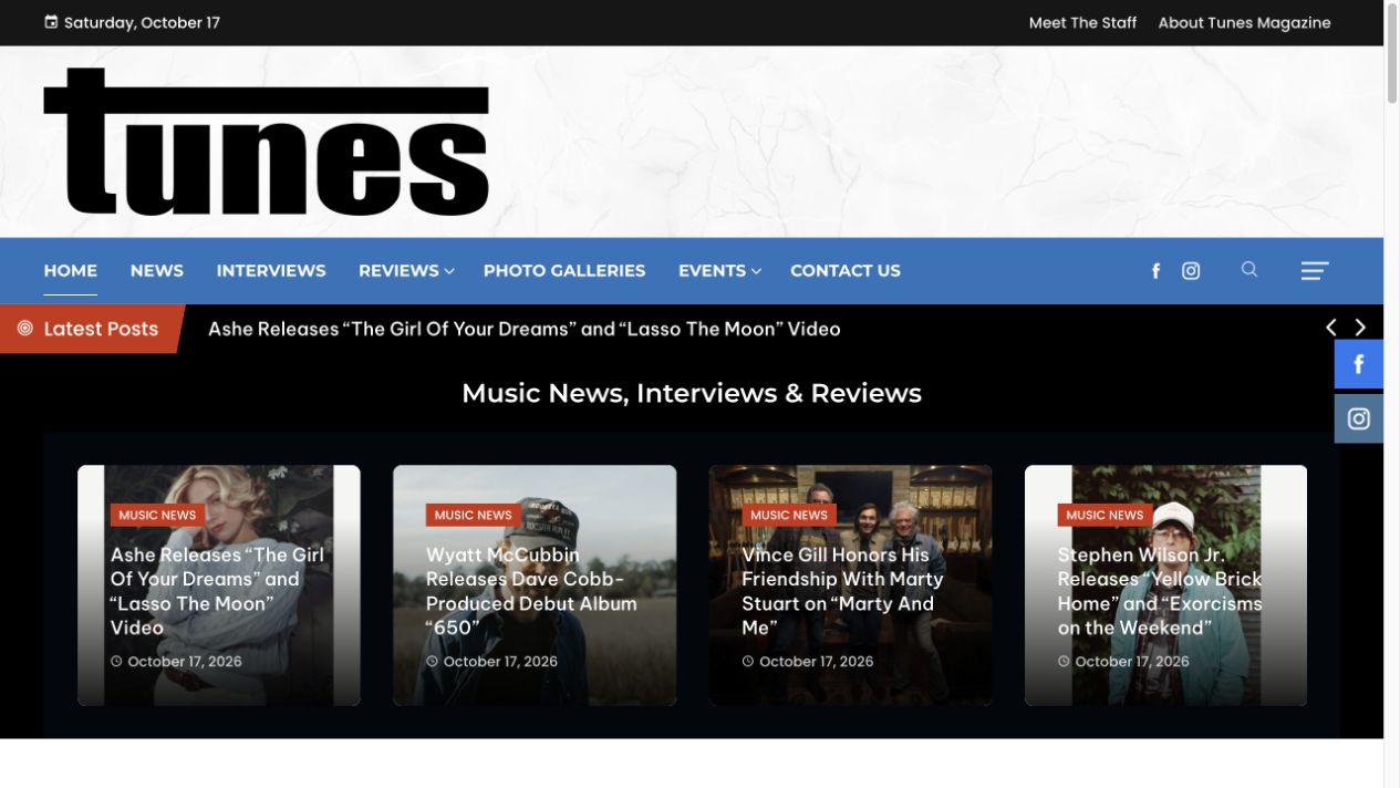 Tunes Magazine website preview